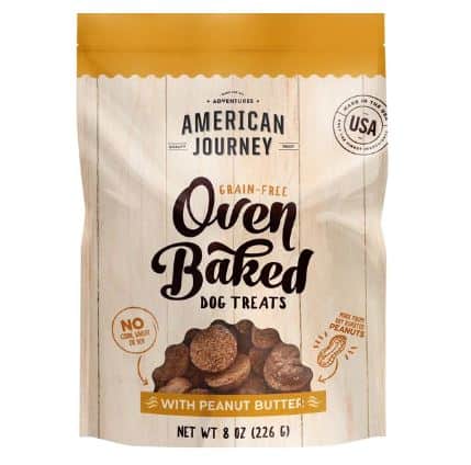 American Journey Peanut Butter Recipe Grain-Free Oven Baked Crunchy Biscuit Dog Treats