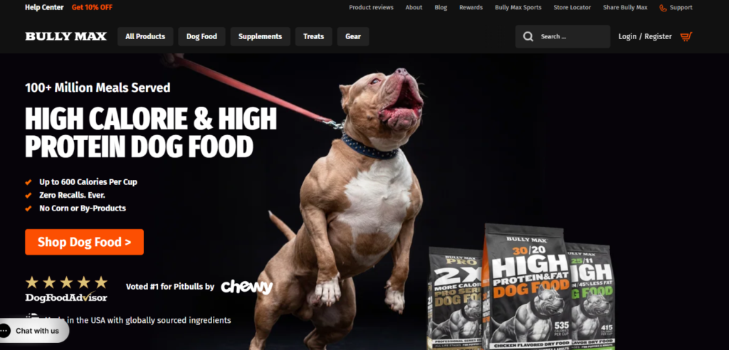 bully max site dog food protein